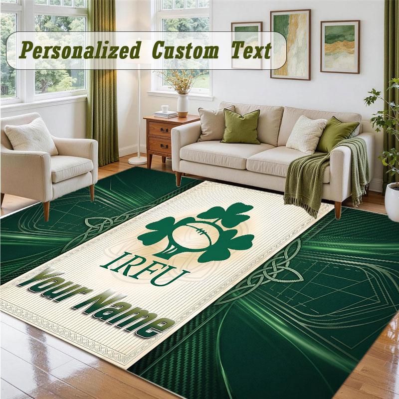 Crystal Velvet Square Rug Custom NameIreland Rugby Pattern Non Slip Home Floor Decor Rug