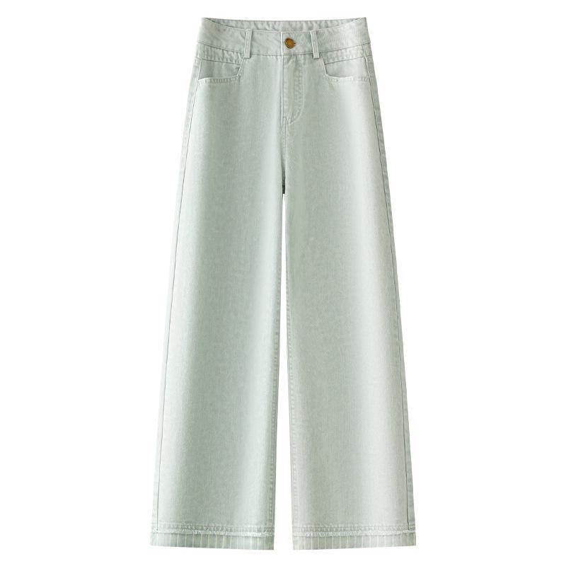 

Light Green Women s Wide-Leg Jeans - 2025 Spring/Autumn Relaxed Nine-Point Fit 3XL