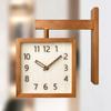Corner Clock  Decorative Double Sided Wall Clock Wooden Simple Silent Battery Powered for Home  for Living Room
