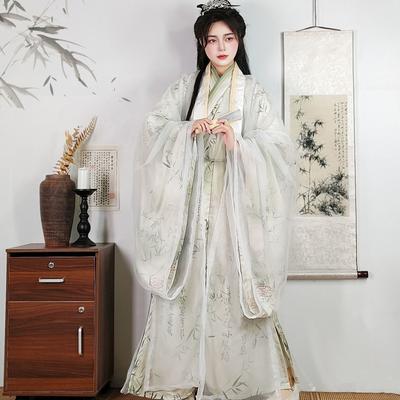 Gedruckter Umhang im Stil der chinesischen Ming-Dynastie, Kreuzkragen, Großes tägliches Hanfu-Set für Männer und Frauen