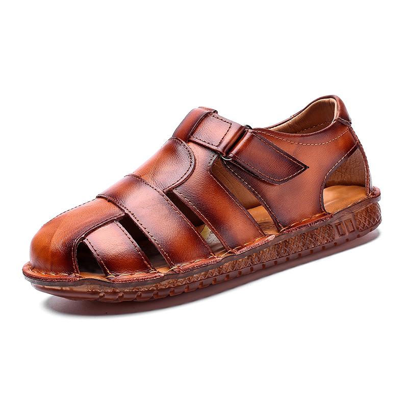 Fashion 2024High Quality Genuine Leather Men Sandals Breathable Outdoor Beach Men Roman Sandals Casual Men's Shoes