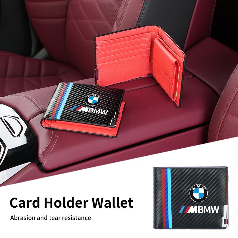 BAGW4 2026 Car Sticker Card Holder Men Wallets Rfid Black Carbon Fiber Leather Wallet Gifts For BMW E46 E90 E60 F10 E39 F30 E36 F20 E8