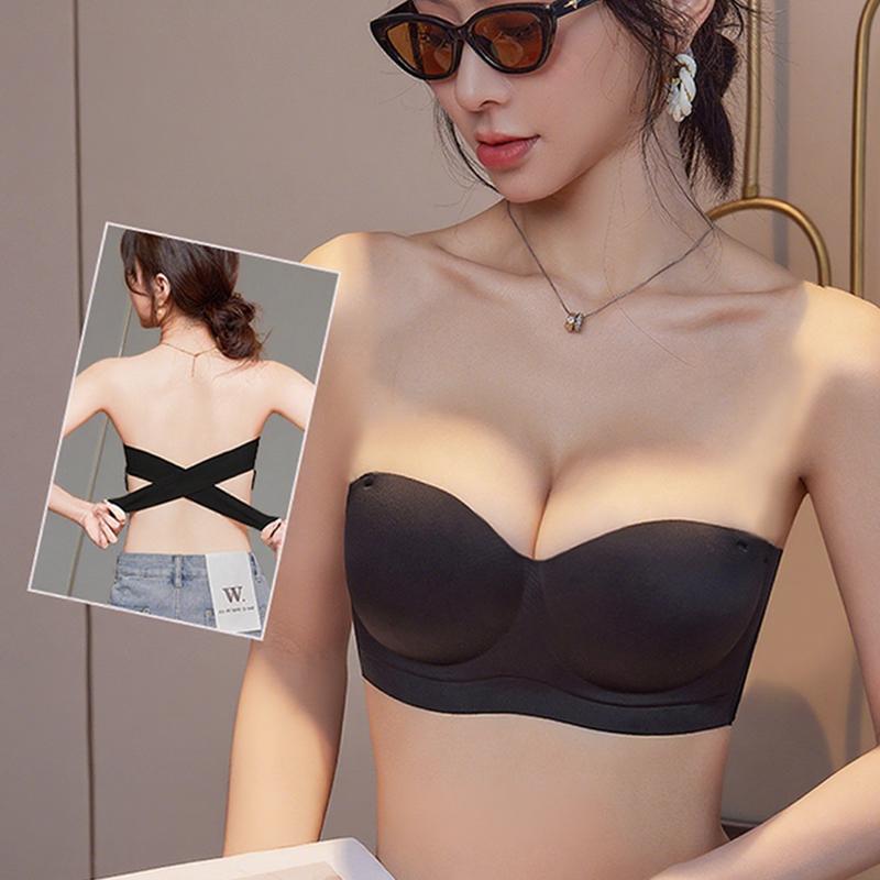 Push Up Strapless Bra for Women Sexy Underwear Wireless Bralette Thick Cup Brassiere Cross Beauty Back Bras Ladies Lingerie