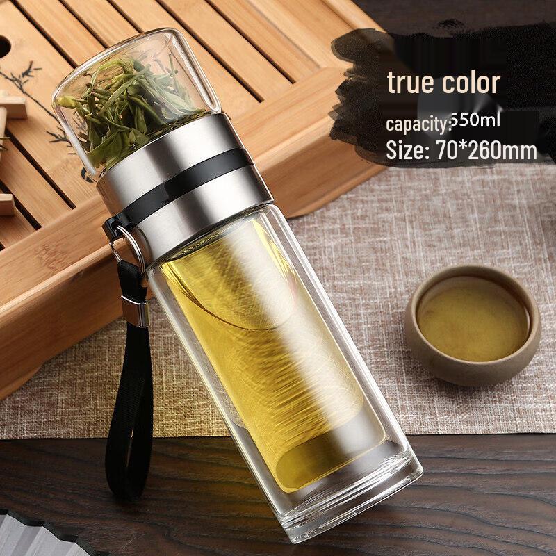 Qiwei Portable Double-Layer Glass Tea Infuser Bottle