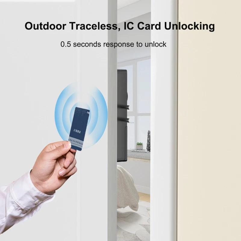 Home Tuya Smart Door Lock Handle Hidden Anti Theft Electronic Keyless Lock Security Entry IC Card Unlock For Wooden Door