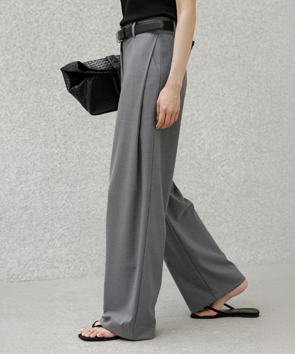 Peulenchisikeu [Classic Ver.] [Life 360] [3-Fold Length] Belle Époque Folding Pintuck Wide Slacks_F6H448Sl (A Type)