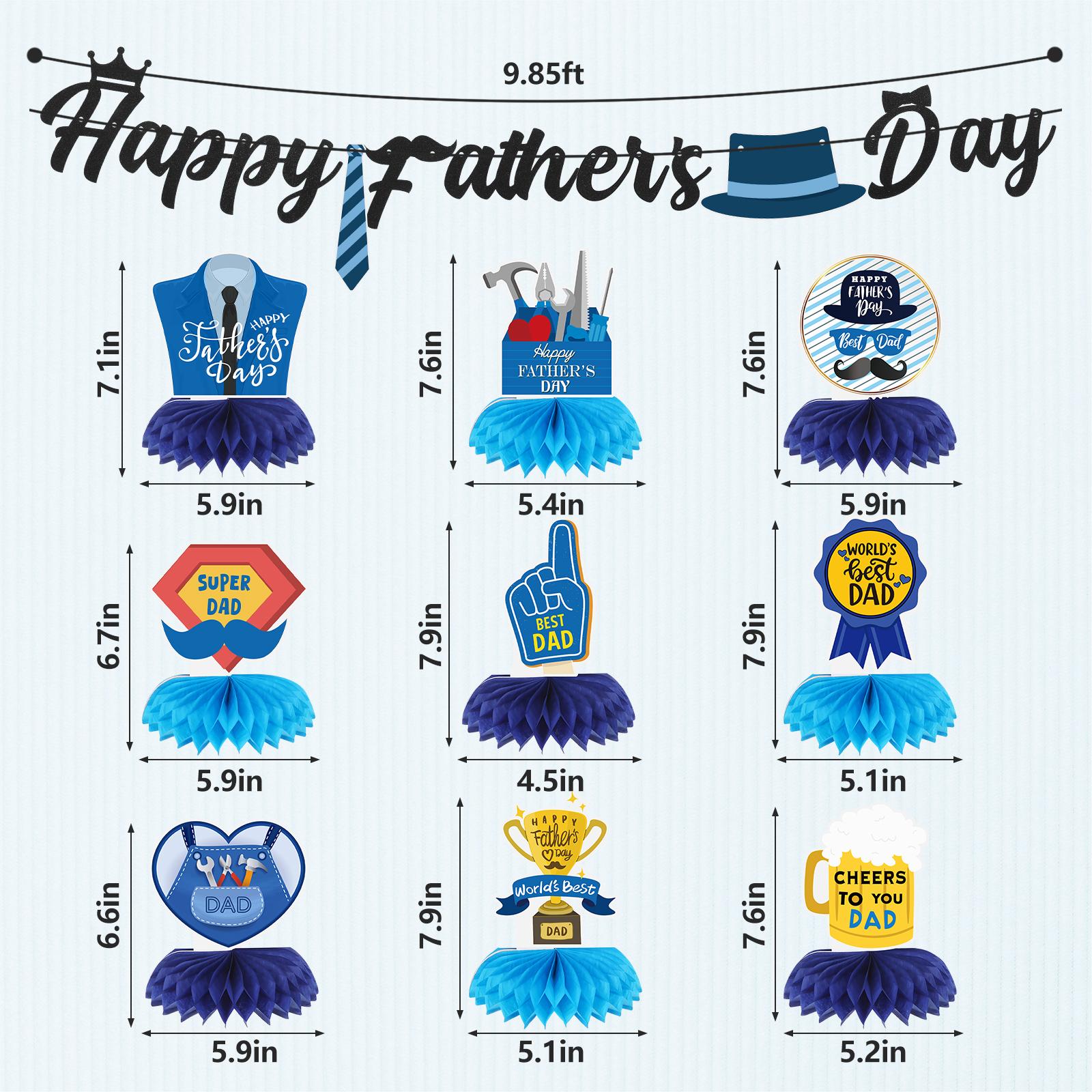 

Happy Father S Day Decorations Glitter Banner Black Blue Father S Day Honeycomb Centerpieces For Tables 3D Banner Papa S Theme P чёрный