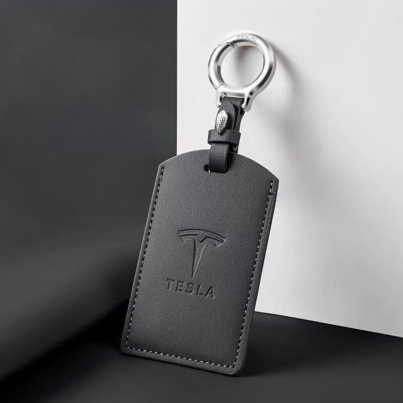 CPSSA1 Leather Car Smart NFC Card Key Case Fob Cover Protector Shell For Tesla Model 3 Model S Model X Model Y Keychain Accessories