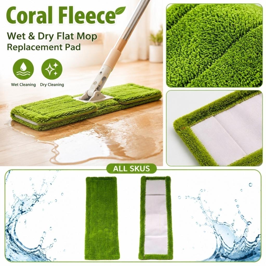 Microfiber Flat Mop Replacement Pads for Wet and Dry Cleaning Suitable for Various Floor Types Durable and Reusable Mop Cloths with Secure Attachment
