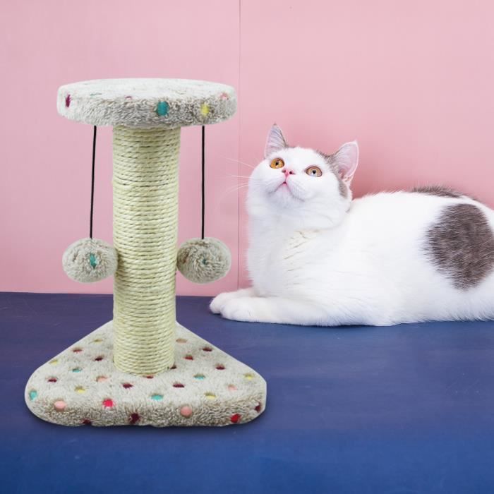 Nobleza - Poteau griffoir pour chat en sisal et peluche. Avec 2 balles, hauteur 28cm.