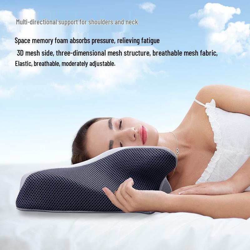 Butterfly Memory Foam Pillow: Slow Rebound, Zero Pressure Cervical Neck Support for Adults and Hotel Use
