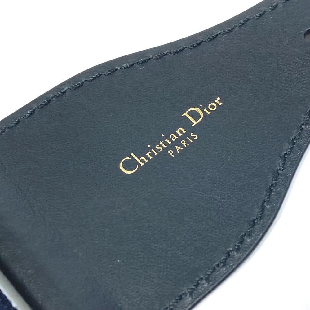 Dior B0003CBTE_M928 CDHardware Embroidered Canvas Logo Belt Navy X Beige