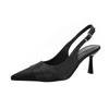 Pointed silver high heels women's stiletto 2025 new large size temperament empty strap single shoes French bag head sandals
