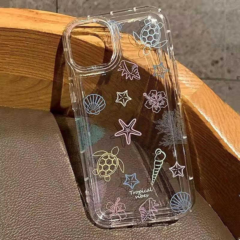 Ocean Life Theme Phone Case For iPhone 17 Air 16 E 15 14 13 12 11 Pro Max Plus Mini SE 2020 2022 Transparent Shockproof Cover
