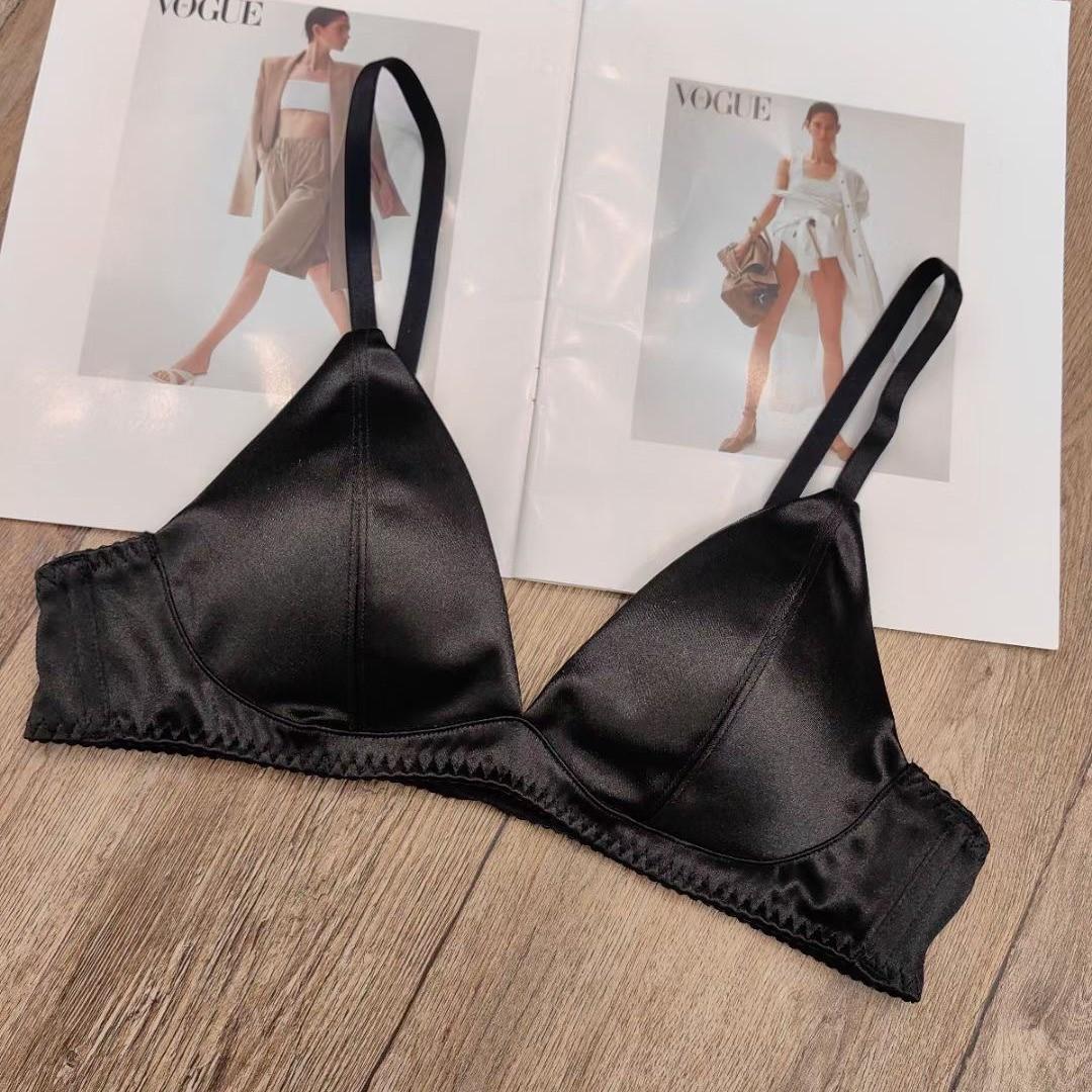 

Элегантный французский бесшовный сатиновый треугольный комплект бюстгальтера - без косточек, идеально подходит для всех размеров XL