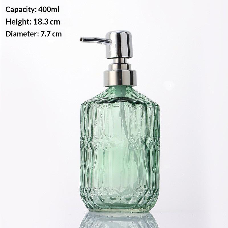 Dispensador de jabón de manos de vidrio con textura de diamante y bomba a prueba de óxido para baño, encimera de cocina