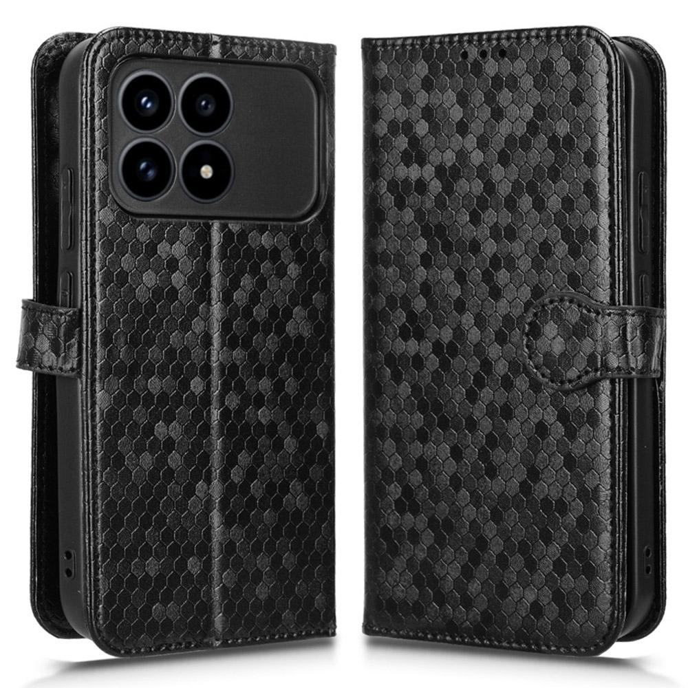 For Xiaomi Redmi K90 5G Wallet Case Dot Pattern Imprint PU Leather Phone Cover with Wrist Strap