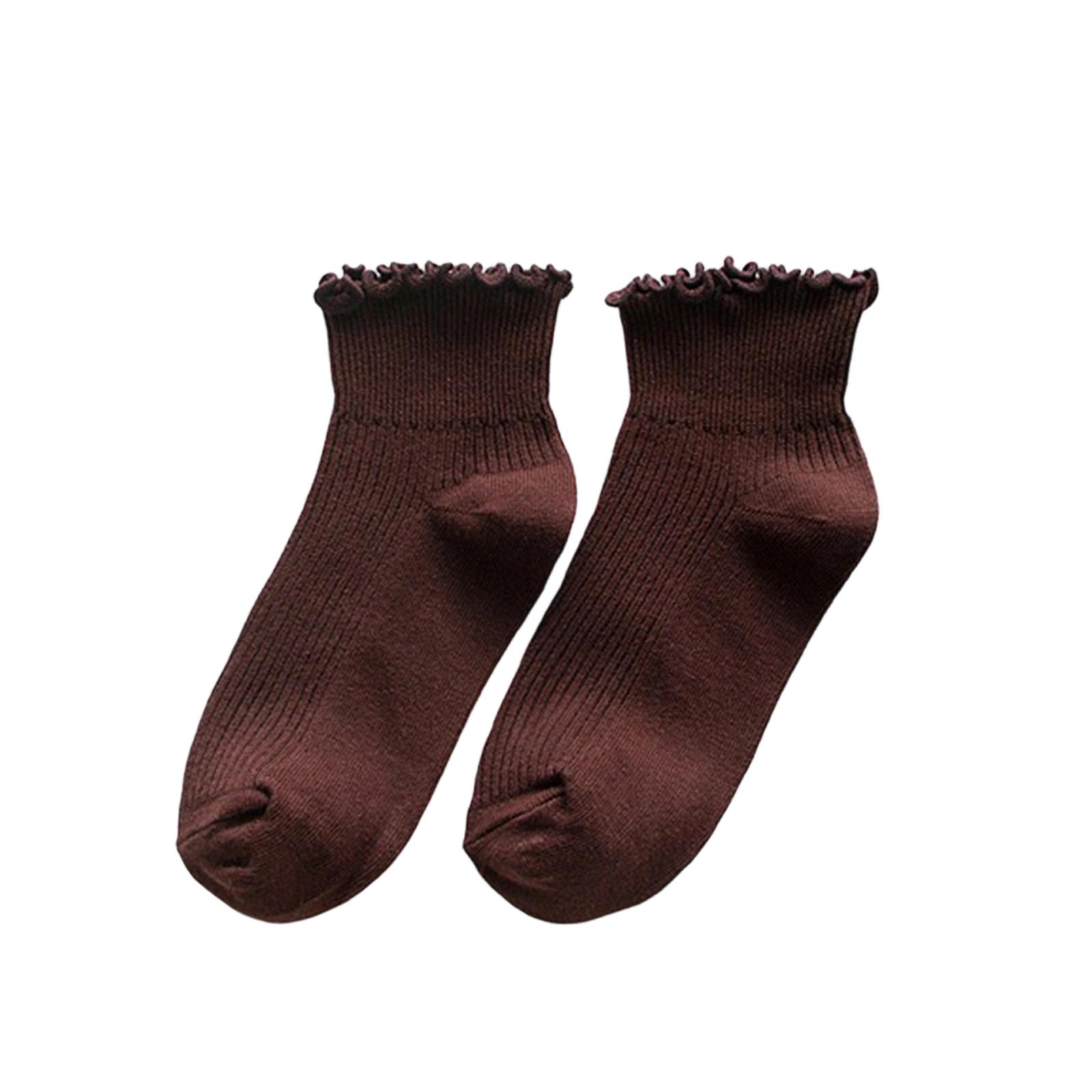 

Women s Lace Trim Ankle Socks Breathable Soft Material Ruffled Edge Design Comfortable Fit Casual Daily Wear Socks One Size кофейный