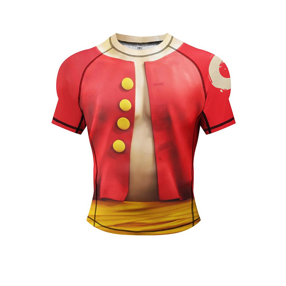 New Summer Animation Printing Rash Guards For Men MMA BJJ Grappling T Shirts Sublimation Tight Jiu-Jitsu Muay Thai Short Tee