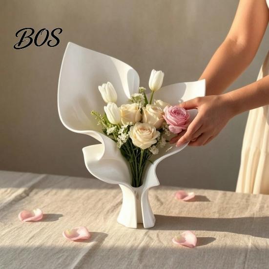 3D Printed Flower Holder Vase for Fresh Flowers, Modern Minimalist Arrangement Home Decoration with Built-in Tube Living Room Desktop Art Ornament