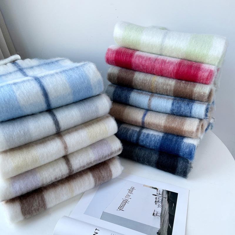 European and American mohair scarf winter thickened versatile shawl scarf wholesale fashion new plaid scarf women's winter