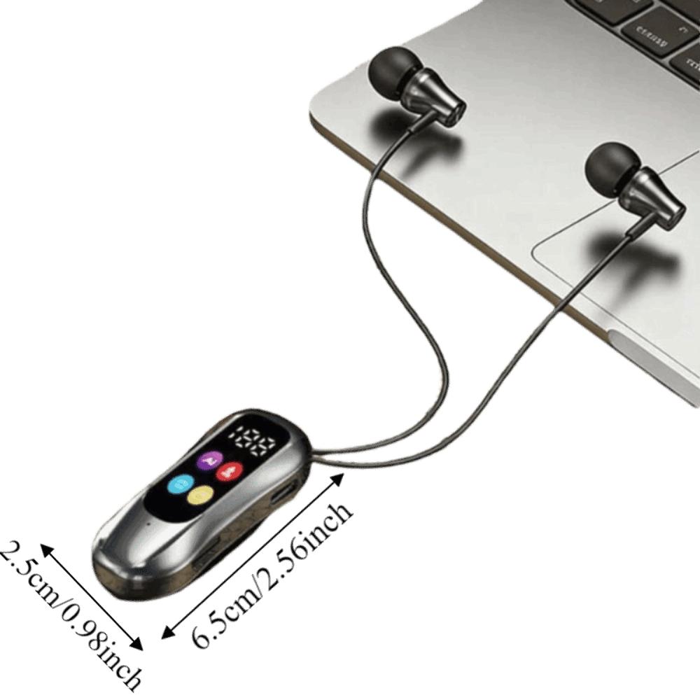 LED Screen Lavalier Bluetooth Earphones Card Insertion Wireless Headphones  Support SD Card