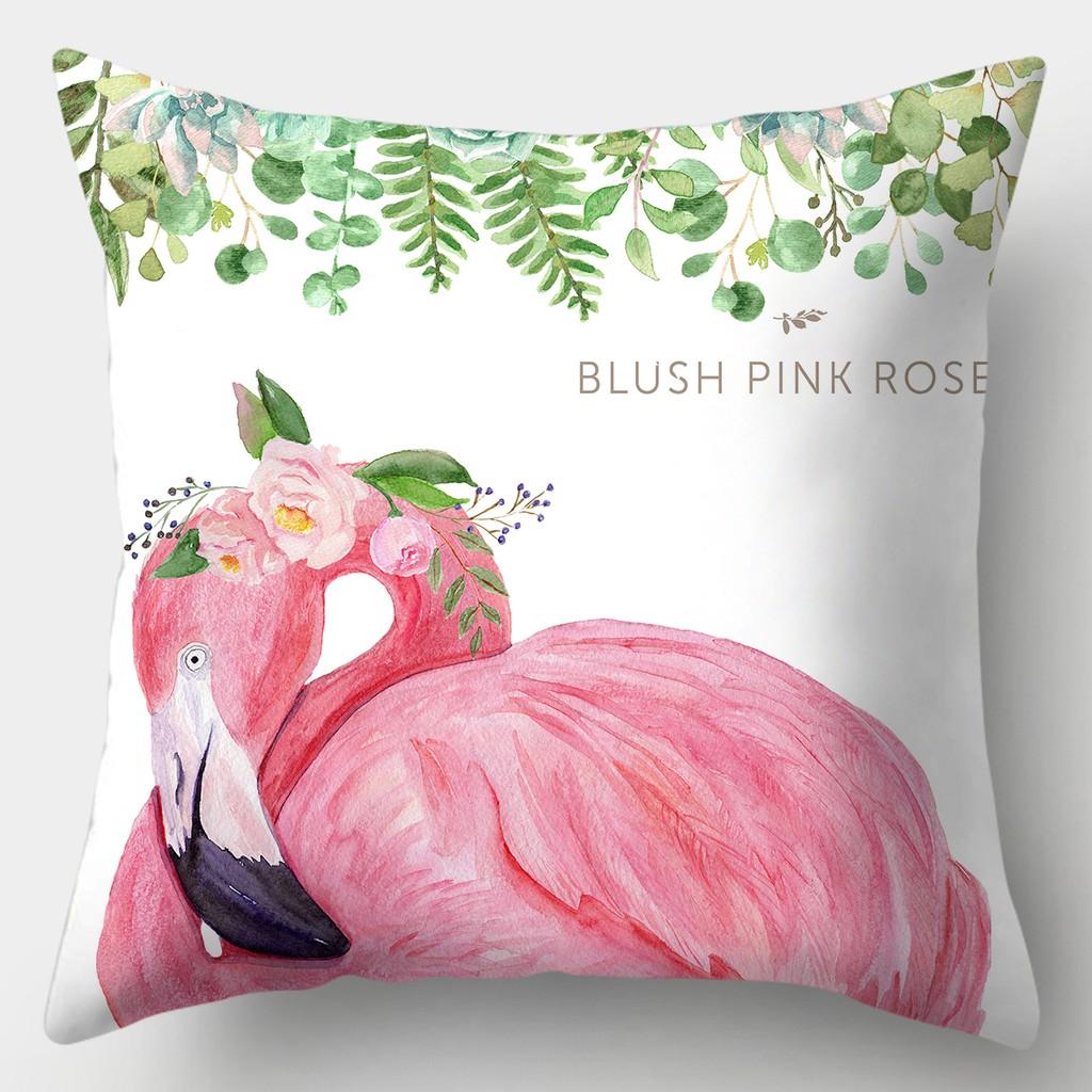 Tropical Flamingo Print Pillowcase Square Peach Skin Sofa Pillowcase Home Decor Pillowcase