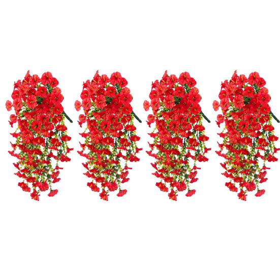 

Yousheng 4 шт. подвесные искусственные ипомеи, устойчивые к ультрафиолетовому излучению искусственные цветы, всепогодные искусственные цветы для наружного украшения, подвесные кашпо для крыльца