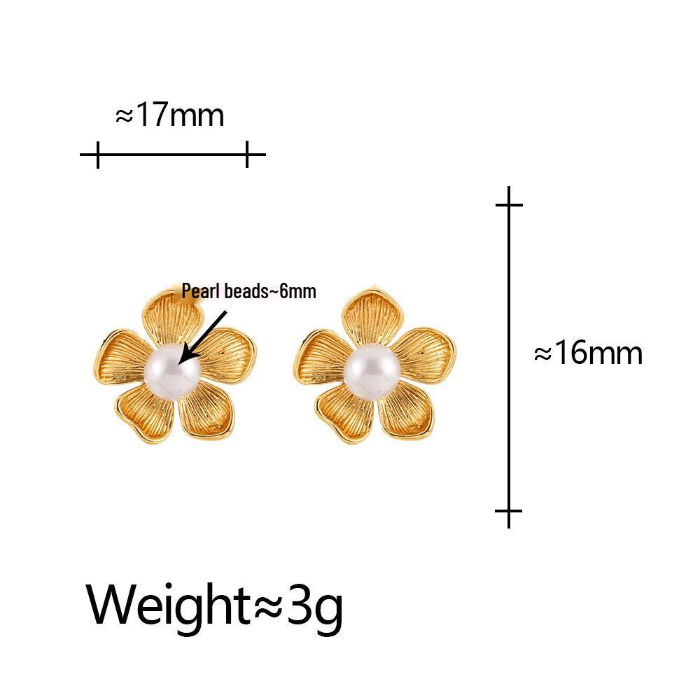 French Light Luxury Geometric Floral Shell Pearl Earrings for Women - Versatile, Everyday Design
