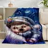 1PC Sleepy Hedgehog Dreams Flannel Blanket Gift, Suitable for Both Men And Women, Soft Ideal for Beds And Sofa, Birthday Or Christmas Gift