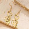 1 Pair Women Earrings 304 Stainless Steel Lightweight Hollow Design Music Note Heart Shape Hook Earrings Jewelry Gift