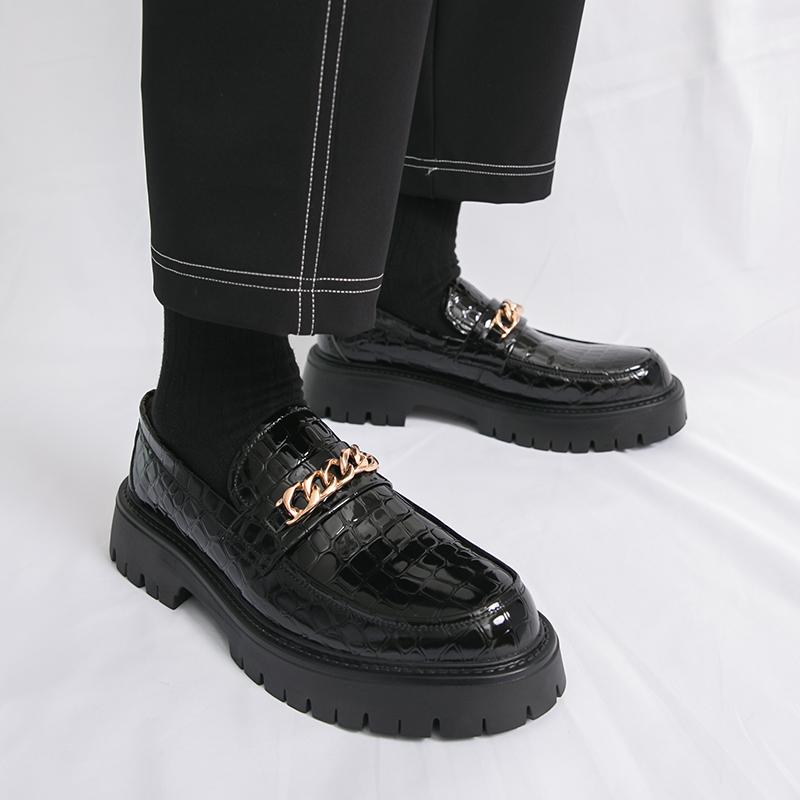 Fashion Brand Men's Business Office Leather Shoes Thick Soled Comfortable Wear-resistant Leather Shoes Fashionable and Versatile Loafers