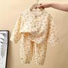 Kids' Cartoon Cotton Gauze Homewear Set - Nine-Sleeve, Unisex