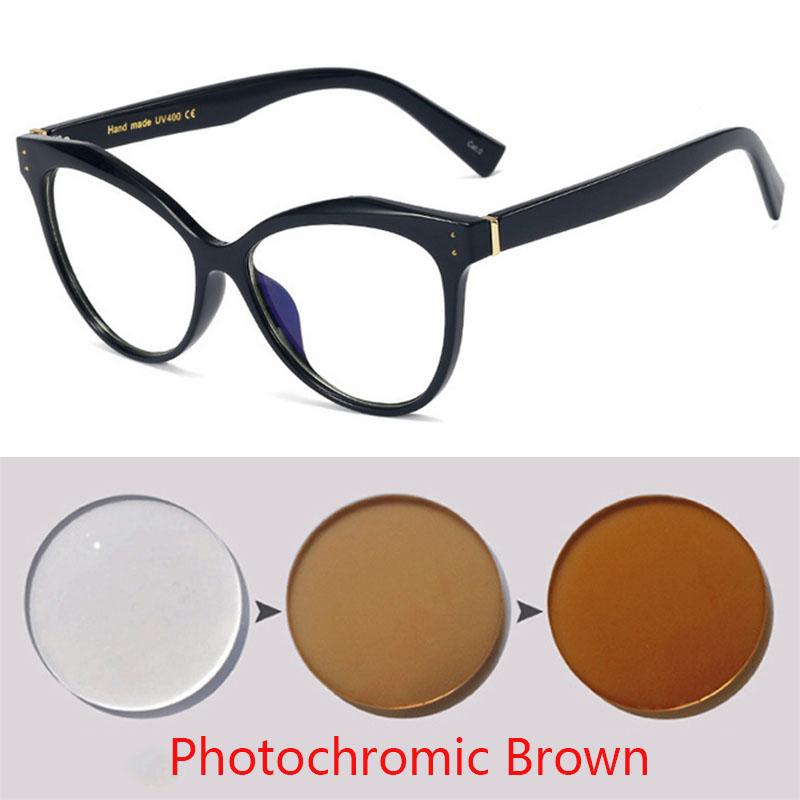 Big Cat Eyes Glasses Women Luxury Steampunk Photochromic Prescription Myopia Glasses 0 To -6 0