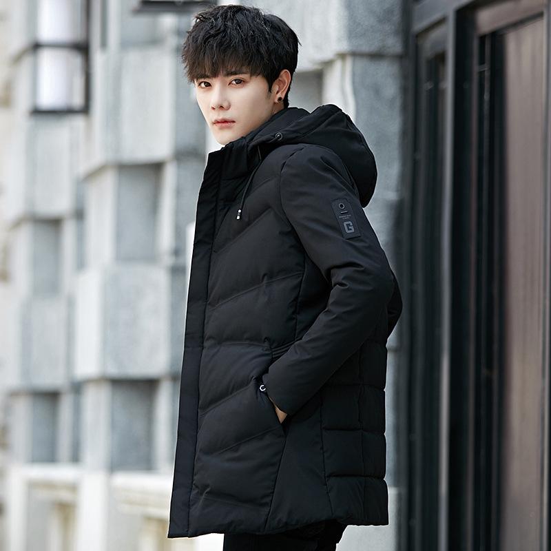 Men's Mid-Length Korean Style Winter Cotton Jacket: Trendy, Casual, Thickened, and Warm.