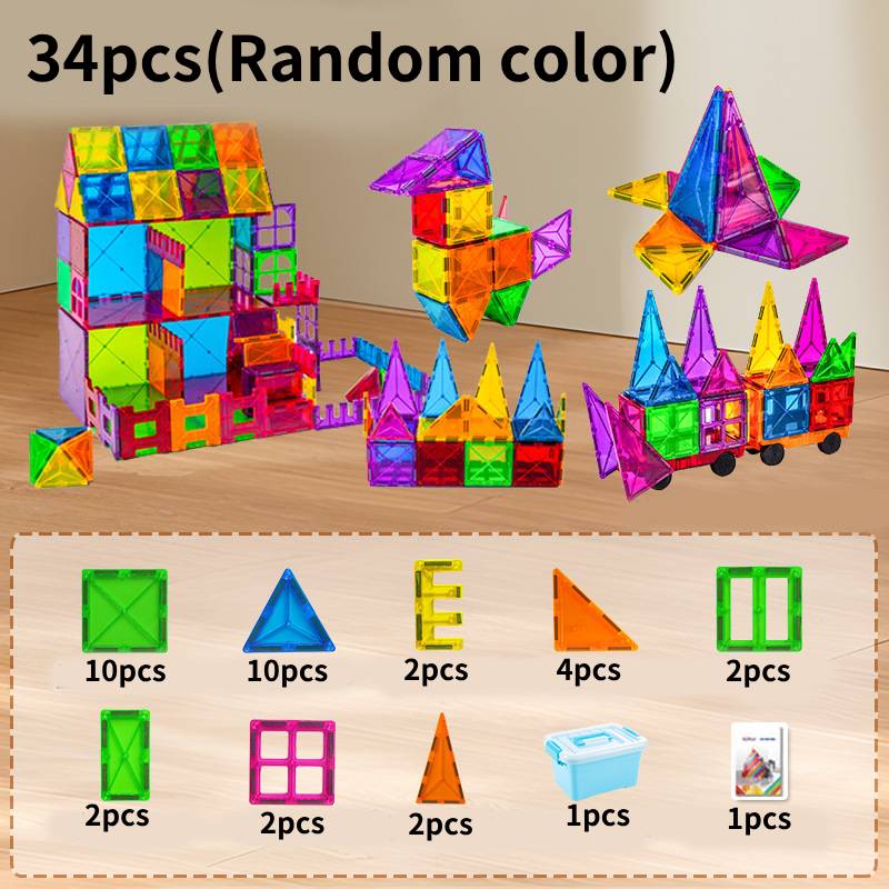 

Магнитные блоки Набор строительных плиток Детская развивающая игрушка для конструирования и сборки 34 pcs