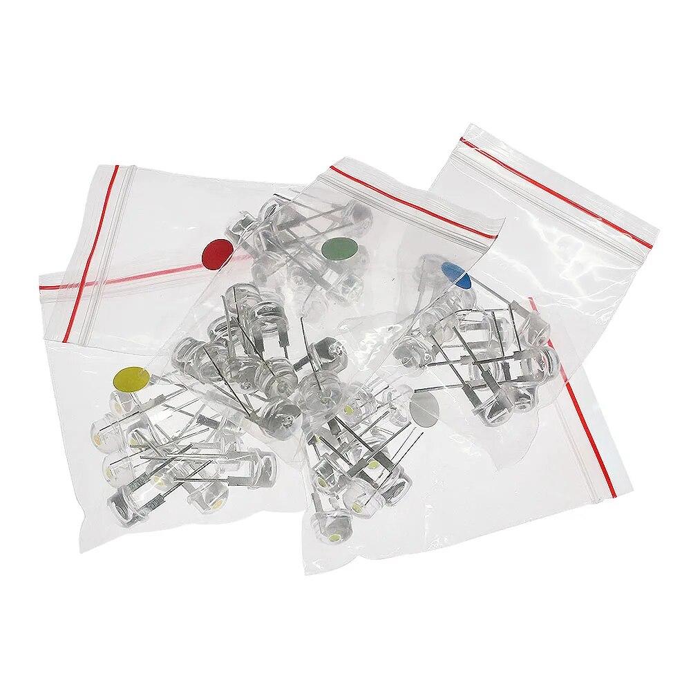 50 buc/lot 8MM LED pălărie de paie/ceață/culoare/transparente kit de diode emițătoare de lumină alb albastru verde roșu galben becuri LED cu diodă emițătoare F8