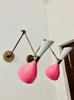 Mid Century Italian Brass Wall Sconce: Pink & White Diabolo Lamp