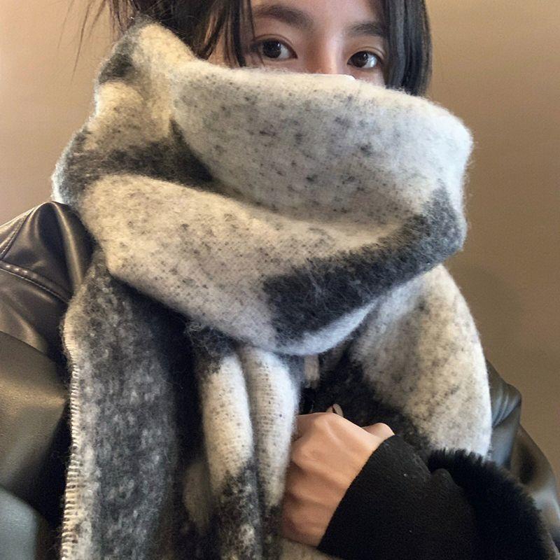 New Mohair FF Braided Scarf for Women Winter Shawl Thickened High End Couple Warm Men's Scarf Trendy