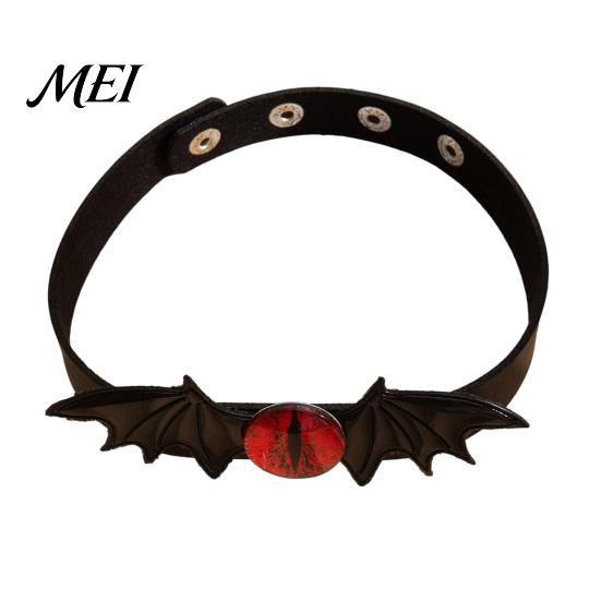 Birthday Gifts for Women Gothic Bat Leather Choker Necklace, Devil Eyes Collar Necklace Statement Jewelry Parties Men, Adjustable Wing Clavicle