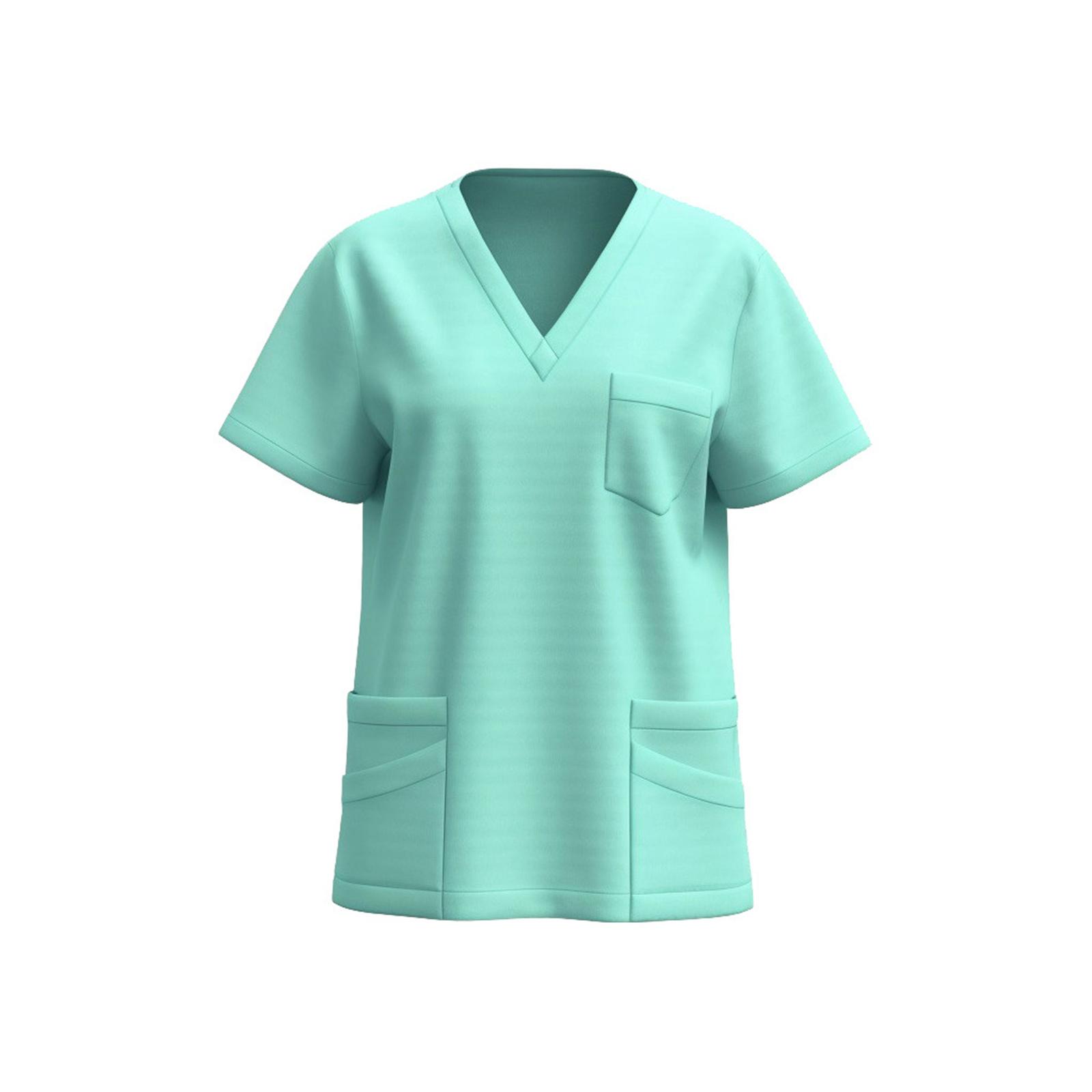 

V Neck Short Sleeve Scrub Top with Three Pockets Unisex Uniform for Healthcare Professionals L