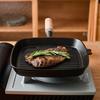 Steak Grill Pan with Wooden Handle 8.7in Thickened Bottom Even Heating Nonstick Grill Pan with Pour Spout for Indoor