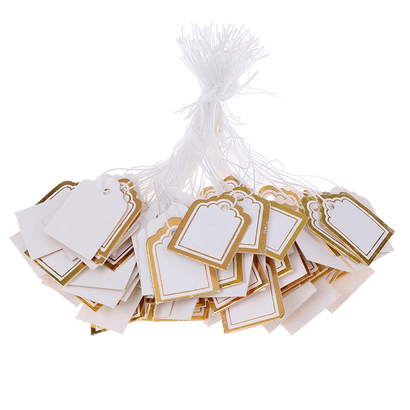 

200 шт., этикетка с золотой каймой, шнурок для билетов, ювелирные изделия, ценники золотой