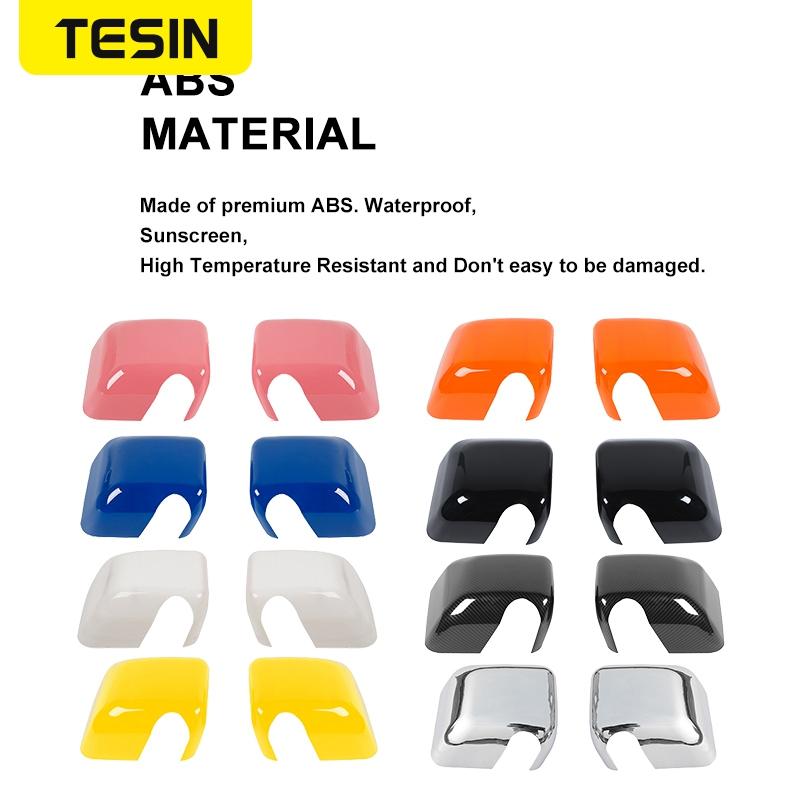 TESIN ABS Car Rear View Rearview Mirror Shell Decoration Cover Stickers for Jeep Wrangler JK 2007-2017 Car Exterior