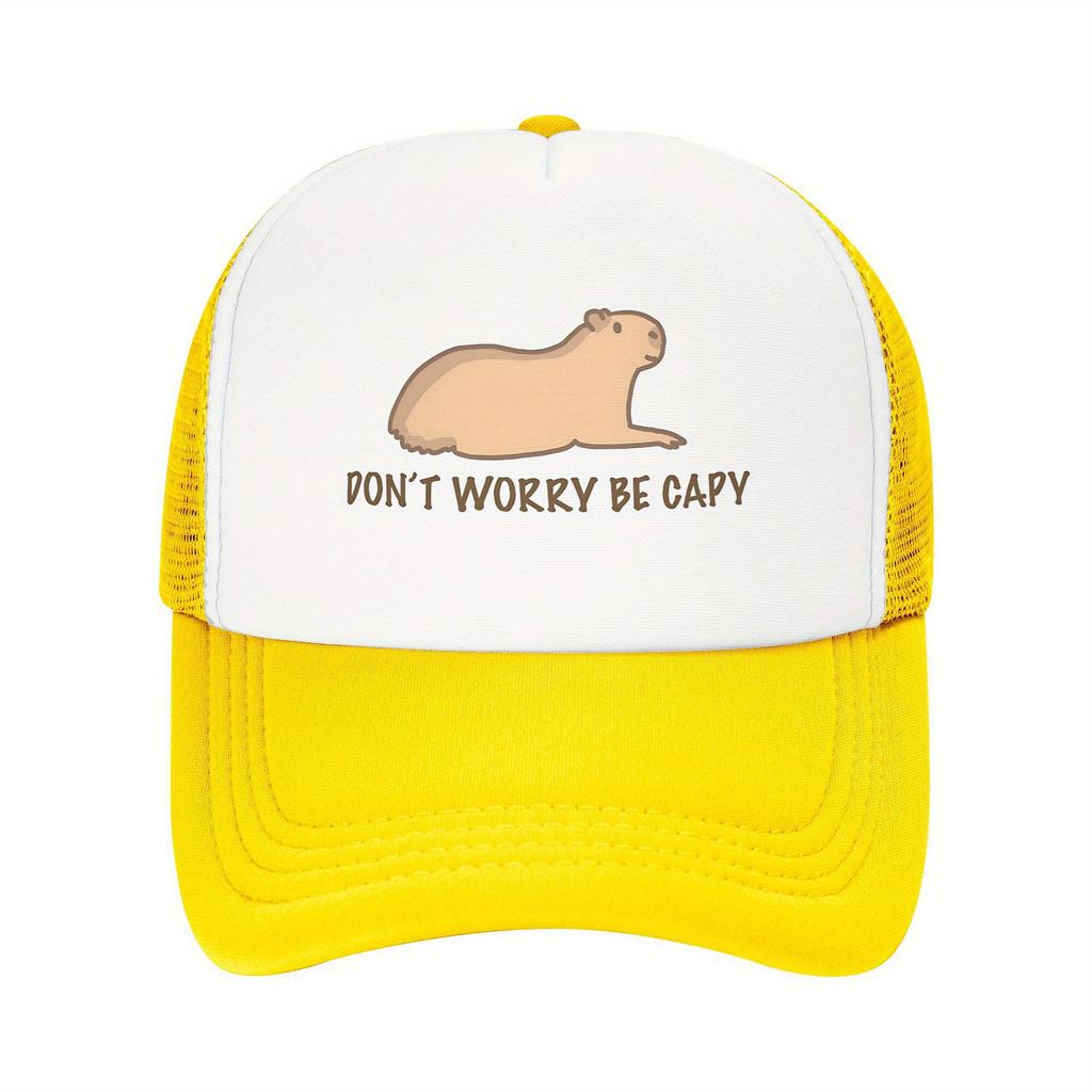Keine Sorge Sei Capy Capybara Grafik Trucker Cap Atmungsaktives Netz Baseballkappe Verstellbar Lässig für Erwachsene