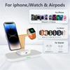 4 In 1 Magnetic Wireless Charger Stand LED Night Light Lamp For iPhone 16 15 14 13 12  Watch Airprods Fast Charging Station