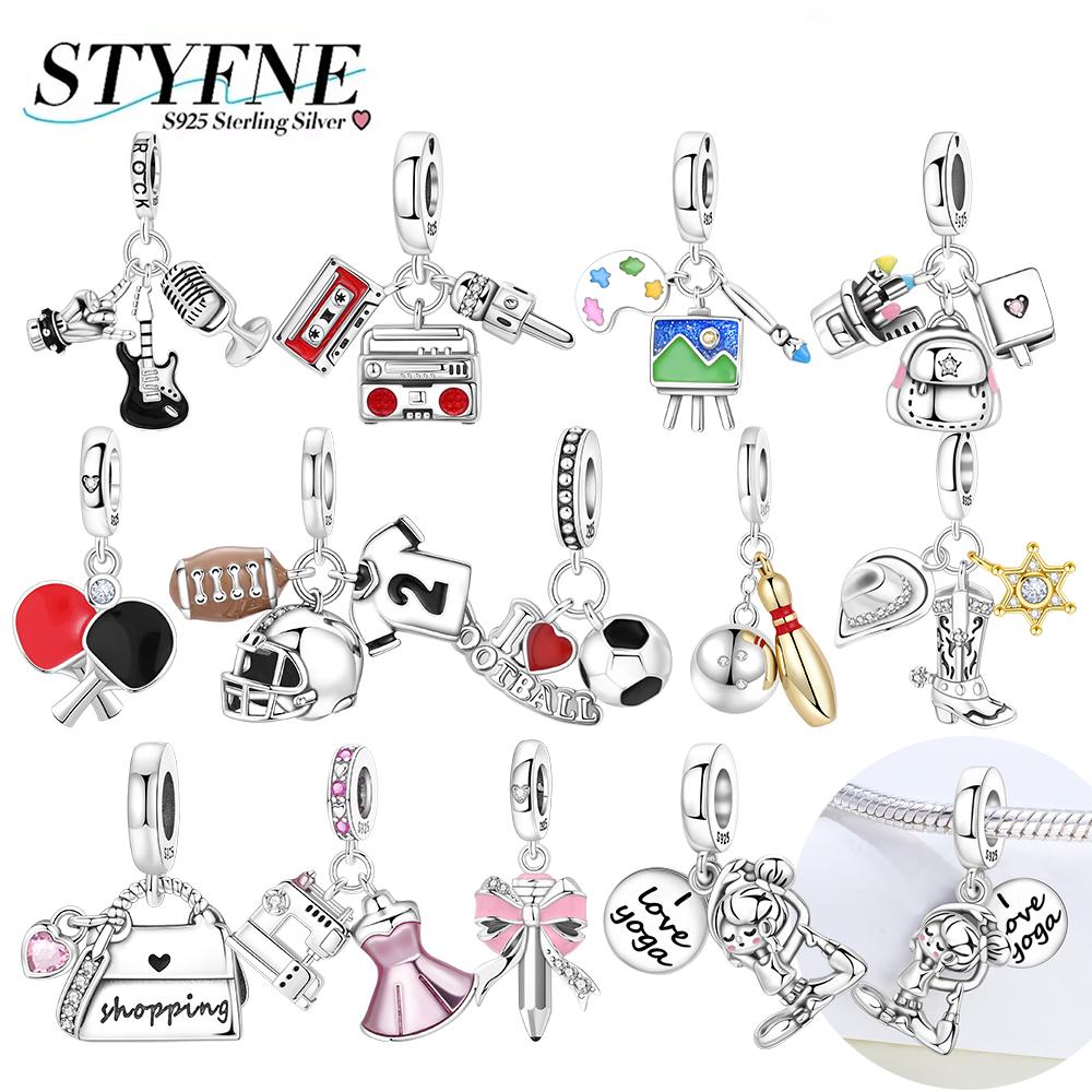 Charms Plataoriginalesfootball Baseball Beads For Charms Copper Bracelet Beads Jewellery Making Women'S Gift