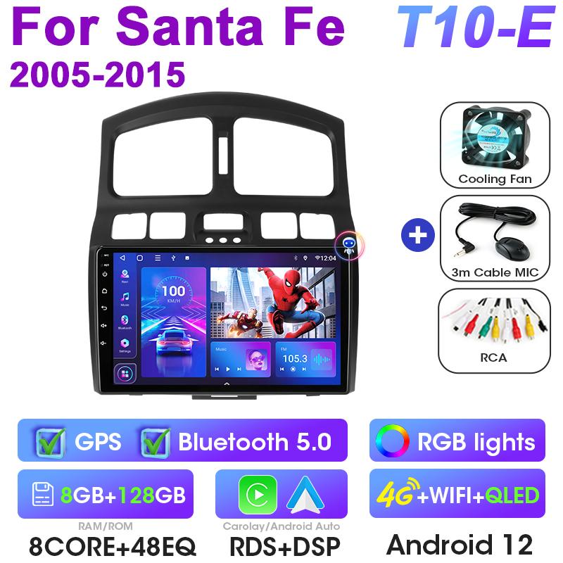 

2 Din Android 12 автомобильное радио для Hyundai Classic Santa Fe 2005-2015 Мультимедийный видеоплеер Навигация GPS 4G Carplay Авто Стерео