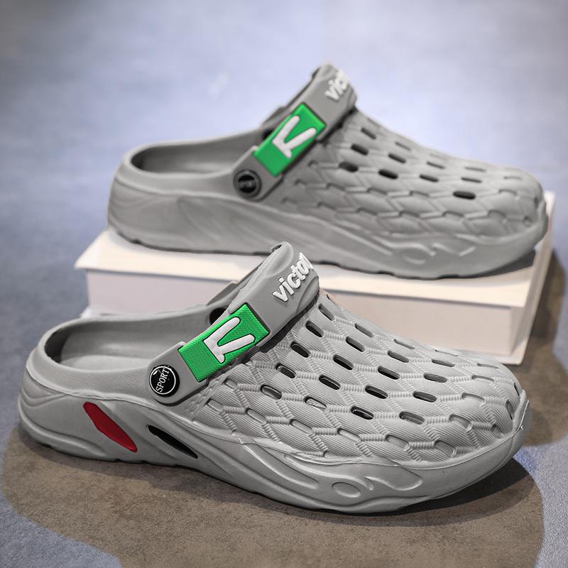 

EVA new bag head shoes men s trend wear-resistant soft-soled hole shoes outside breathable beach bag head drag men s shoes 39 сірий колір