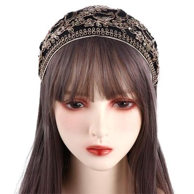 Faixa de Cabelo Tecido Borda Larga Estilo Coreano Adorno de Cabeça Aro de Cabelo Feminino Faixa de Cabeça Bordada com Renda